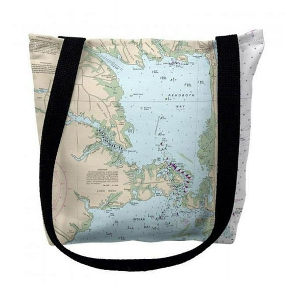 Betsy Drake TY12216RBM 16 x 16 in. Reboboth Bay Delaware Nautical Map Tote Bag - Medium