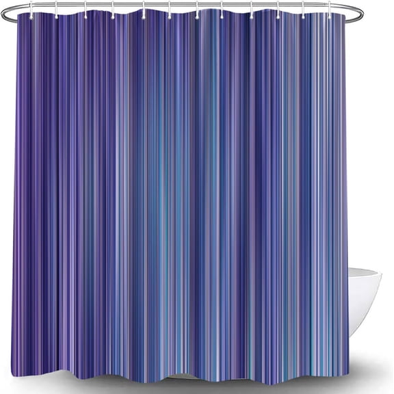 Purple Striped Shower Curtain Blue Stripes Vertical Stripes Modern Geometric Abstract Vintage Art Bathroom Curtain with Hook-72"W x 86"L (Pack of 1)