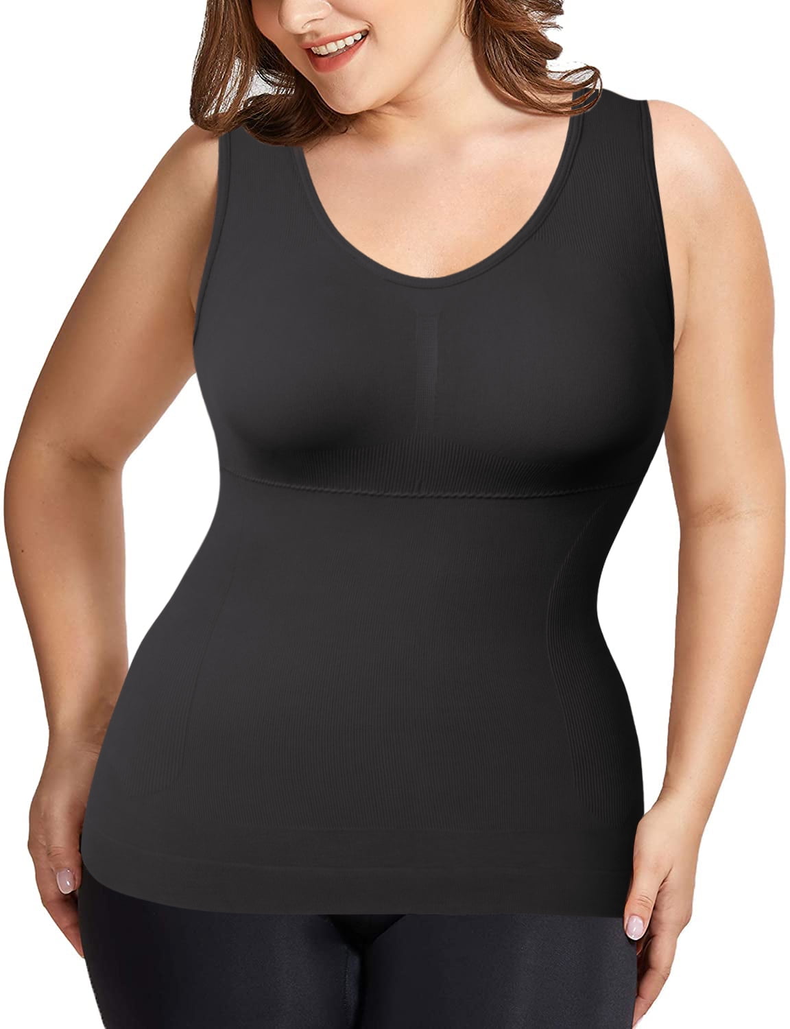COMFREE Women's Cami Plus Size with Built in Bra Camisole Tummy Control Tank Top Undershirt Shapewear - Walmart.com