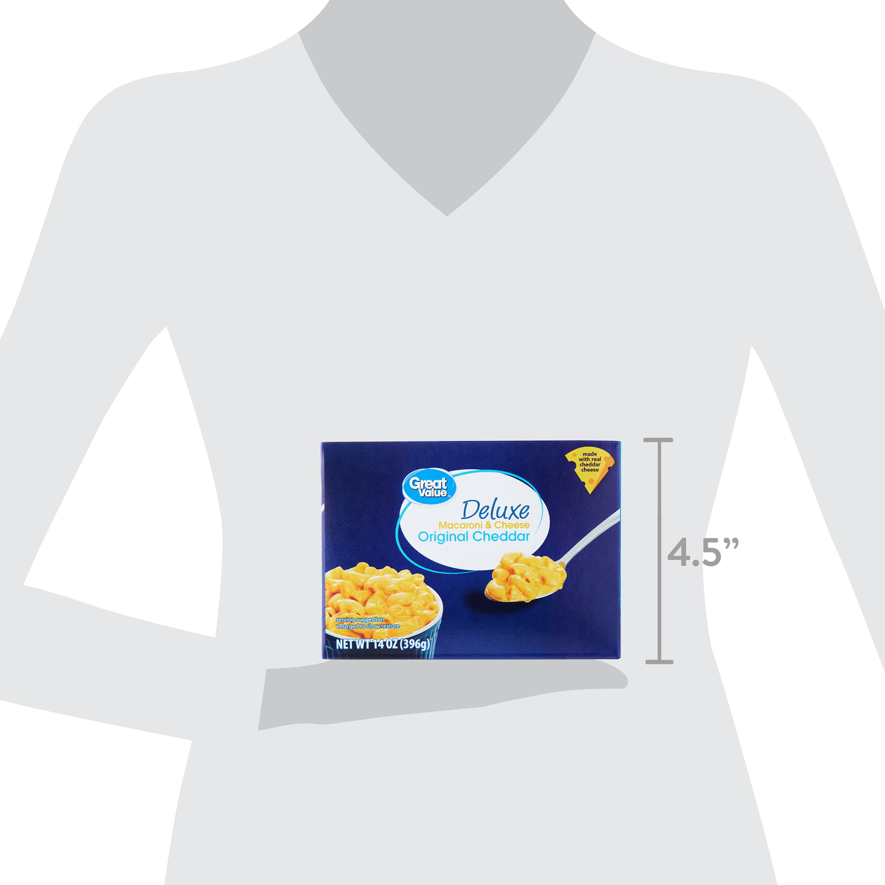 Great Value Deluxe Original Cheddar Macaroni & Cheese, 14 oz (Shelf Stable Packaged Meal)