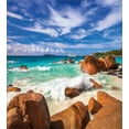 thumbnail image 3 of Ambesonne Tropical Duvet Cover Set, Rocky Coast Seychelles, Queen, Cinnamon Blue Turquoise, 3 of 3