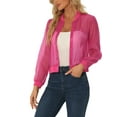 thumbnail image 1 of INSPIRE CHIC Blouson Bomber Léger Transparent à Fermeture Éclair à Manches Longues pour Femme Rose Vif TG, 1 of 5
