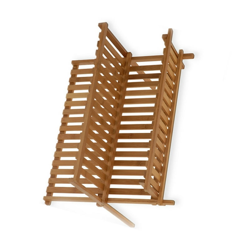 2lb Depot Bamboo Dish Drying Rack - Collapsible Wooden Drainer For