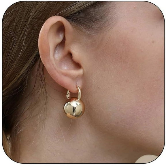 Apsvo Gold Hoop Earrings,Gold Drop Ball Earrings for Women,Hypoallergenic Lightweight Dangle Huggies Earrings for Women,Birthday Valentine's Day Mother's Day Gifts Jewelry 12/24/28/36mm