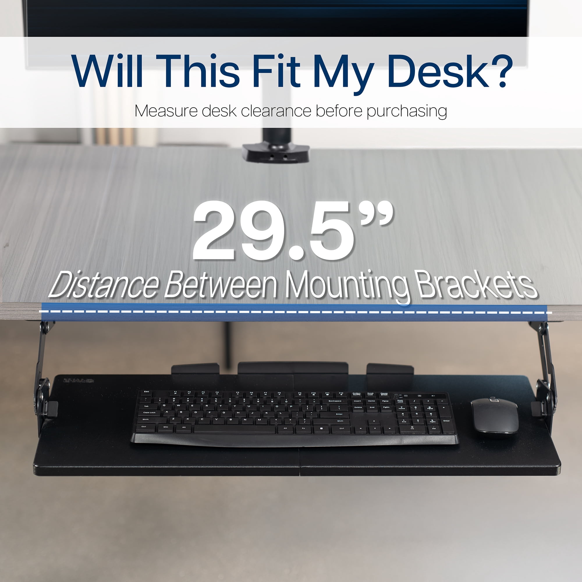 VIVO Black Extra Sturdy Under Desk Keyboard Tray with Swinging Height Adjustment