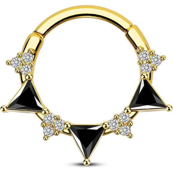 shiyou-Septum Rings 316L Stainless Steel Septum Piercing Jewelry Black CZ Septum Jewelry for Women Clear CZ Daith Piercing Jewelry Daith Earrings