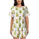 thumbnail image 1 of Balery Avocado Playing Music Conjunto de Pijama para Mujer con Estampado, Dos Piezas de Manga Corta y Shorts, Ropa de Dormir Suave con Cuello Redondo y Bolsillos-3X-Large, 1 of 6