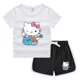 thumbnail image 3 of Hello Kitty-Camiseta informal con cuello redondo y pantalones cortos para niños y niñas, conjunto de camisa de fondo absorbente de algodón puro, informal, 3 of 5