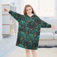 thumbnail image 5 of FORMRS Wearable Blanket Hoodie with Sleeves for Kids Cozy Flannel Sweatshirt, Green Art Abstract Pattern, 5 of 7