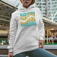 thumbnail image 2 of Warriors, Groovy Retro Wavy Text Merch Gift, White Hooded Sweatshirt or Hoodie, Small, 2 of 5