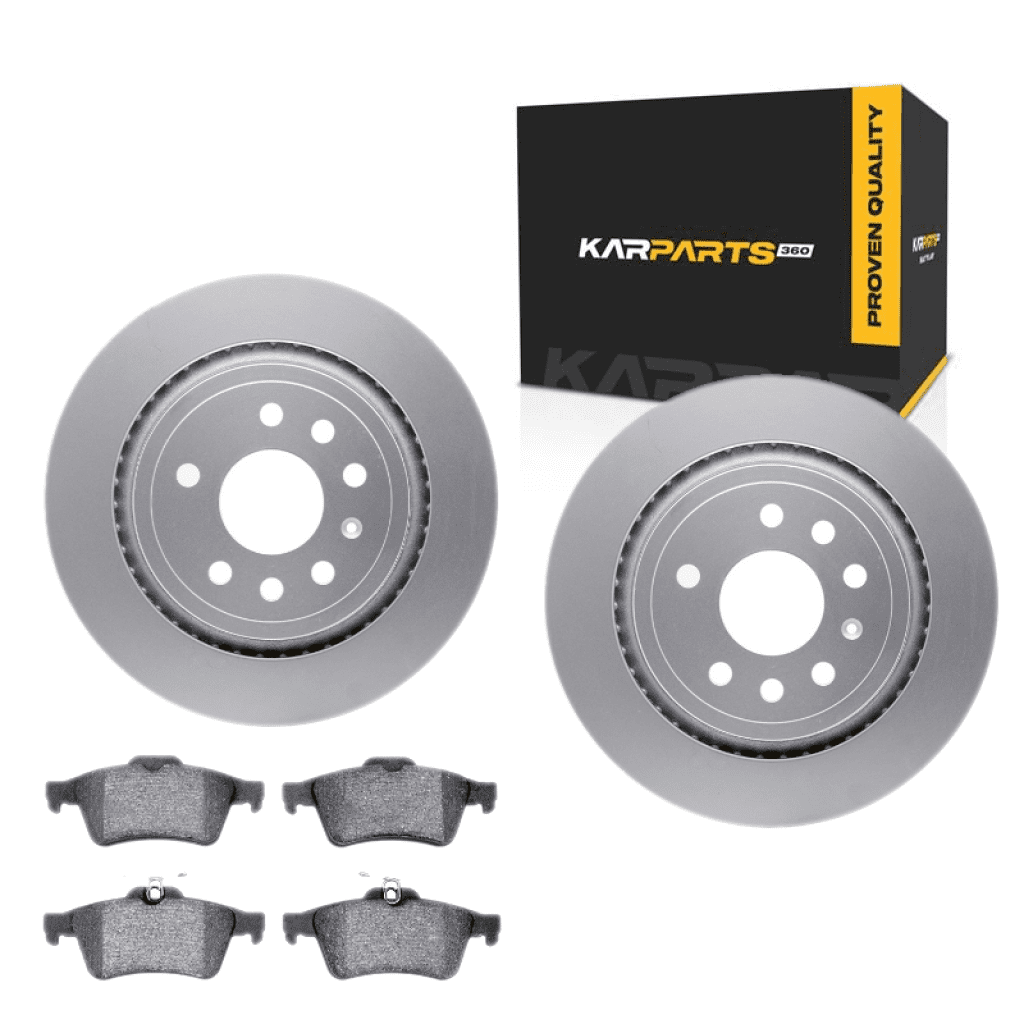 KarParts360 For Chevy Vectra 2003 04 05 06 07 2008 Rotors And Brake Pads Rear | Cast Iron | Performance/Racing Driving Style | Plain Rotor Style