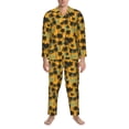 thumbnail image 3 of Susaid Hawaii Palms Print Men's Long Sleeve Pajama Set, Two-Piece Button-Down Loungewear PJs Set, Comfortable Sleepwear for Relaxation-X-Large, 3 of 7
