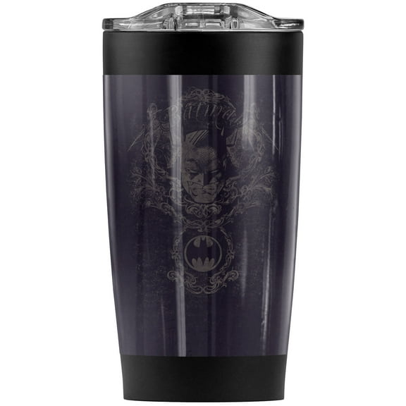 The Dark Knight Batman/Dark Knight Heraldry Stainless Steel Tumbler 20 oz Coffee Travel Mug/Cup, Vacuum Insulated & Double Wall with Leakproof Sliding Lid | Great for Hot Drinks and Cold Beverages