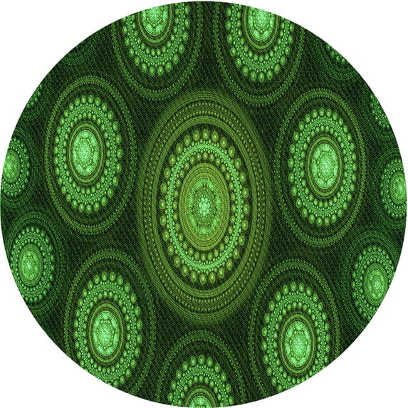 Ahgly Company Machine Washable Indoor Round Transitional Dark Lime Green Area Rugs, 6' Round
