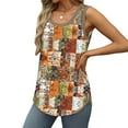 thumbnail image 3 of QLEICOM Tank Tops for Women 2025, Summer Solid Color Round Neck Tank Tops, Casual Loose Sleeveless Vest, Independence Day Floral Print T-shirts Tops, 3 of 6