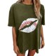 thumbnail image 2 of Tops de manga corta de ocio para mujer, estampado de labios, divertido estampado de béisbol, cuello redondo OAVQHLG3B Store  lin121212, 2 of 5