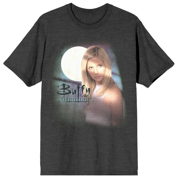 Buffy The Vampire Slayer Full Moon Key Art Crew Neck Short Sleeve Charcoal Melange Women's T-shirt-Small
