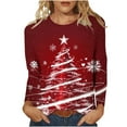 thumbnail image 2 of Ounisa Long Sleeve Womens Tops Casual Loose Fit Crewneck T Shirts Solid Lightweight Length Tunic Tops Christmas Tree Lights Christmas Gifts Elk Sequin Graphic Pullover, 2 of 5