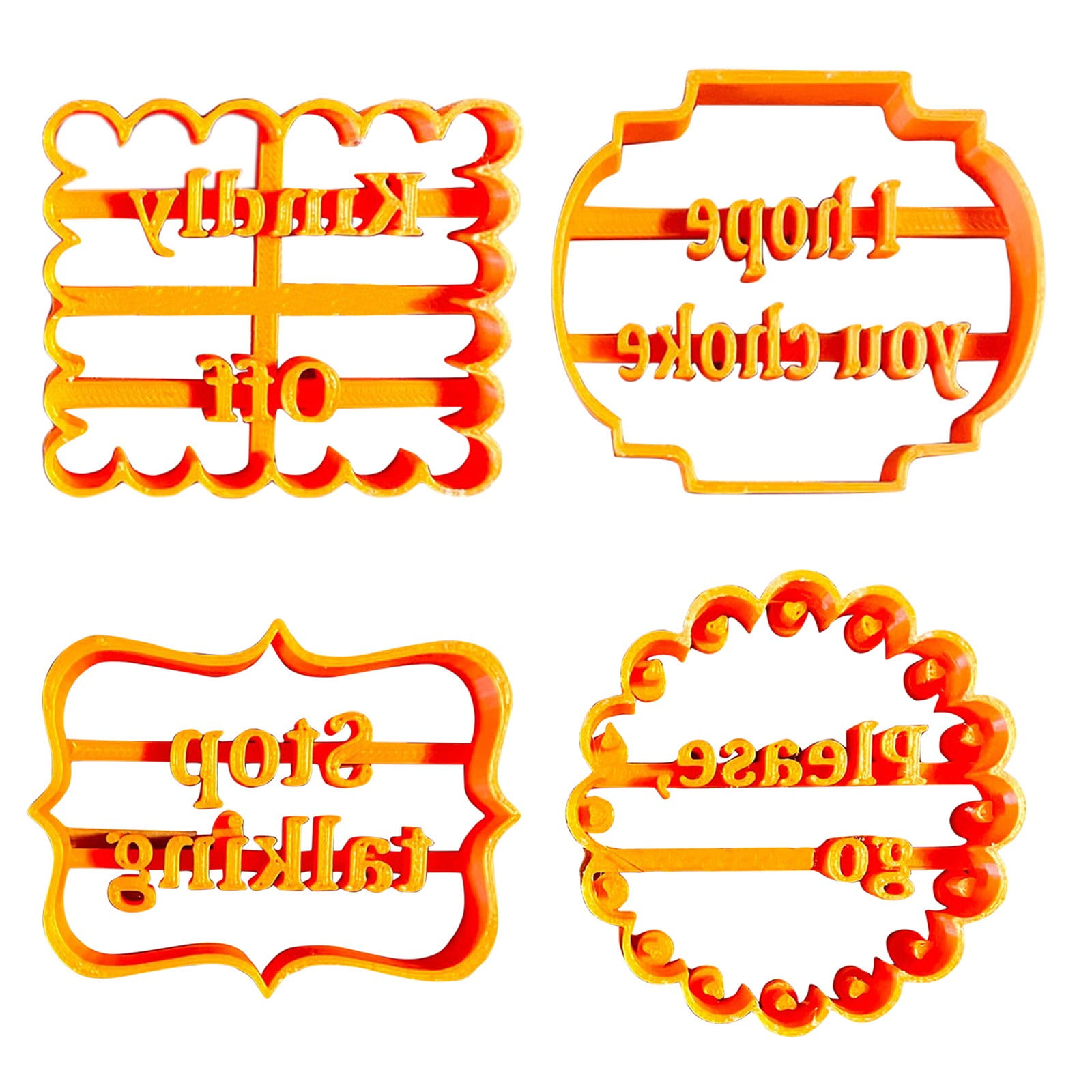 1/4PCS Cookie Molds with Good Wishes Alphabet for Cookie Baking Biscuit Cutters