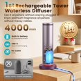 thumbnail image 3 of Ziweo Waterless Essential Oil Diffuser, Aluminum Cold Air Scent Machine for Home, App Control & 4000mAh Rechargeable Battery, 2000 Sq Ft Coverage, Purple, 3 of 10