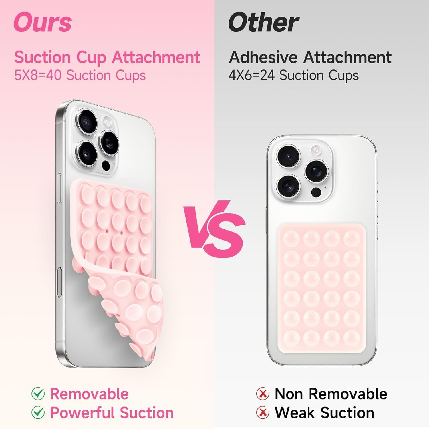 MKEUDQ-Silicone Suction Cup Phone Case Mount Double Sided, Phone Accessories Hands-Free Strong Grip Holder for Selfies and Videos, Silicon Phone Stand for iPhone and Android Translucent
