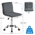 thumbnail image 2 of OWNEN Low Back PU Leather Ribbed Armless Office Chair, Ergonomic Swivel Computer Task Chair with Wheels for Office, Home,Dark Gray,, 2 of 10