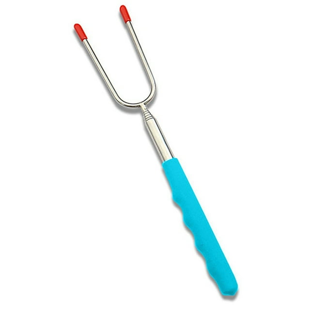 Coofit Barbecue Fork Stainless Steel Plastic Extendable Roasting Fork Telescoping Fork