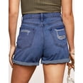thumbnail image 5 of Necooer Womens Plus Size Blue Denim Shorts Summer High Waist Folded Hem Stretchy Distressed Denim Shorts, 5 of 8