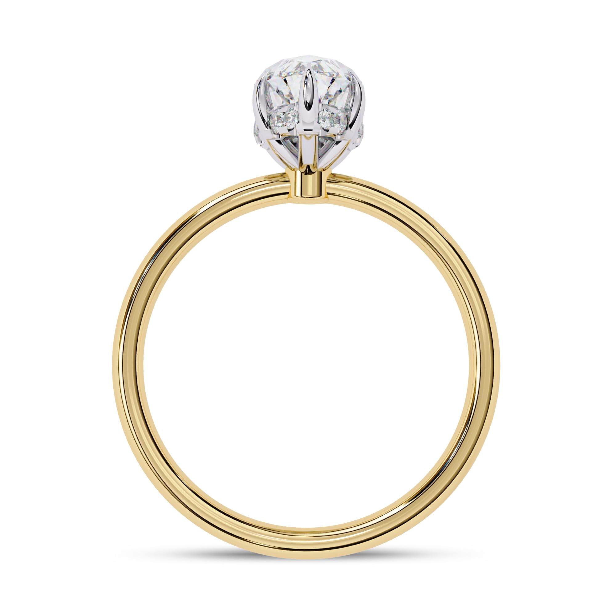 AFFY Solitaire Wedding Engagement Ring for Women Center 12x6mm Marquise Cut Lab Created Moissanite Stackable Band Promise Rings in 14K Solid Yellow Gold Jewelry Gift for Her 6
