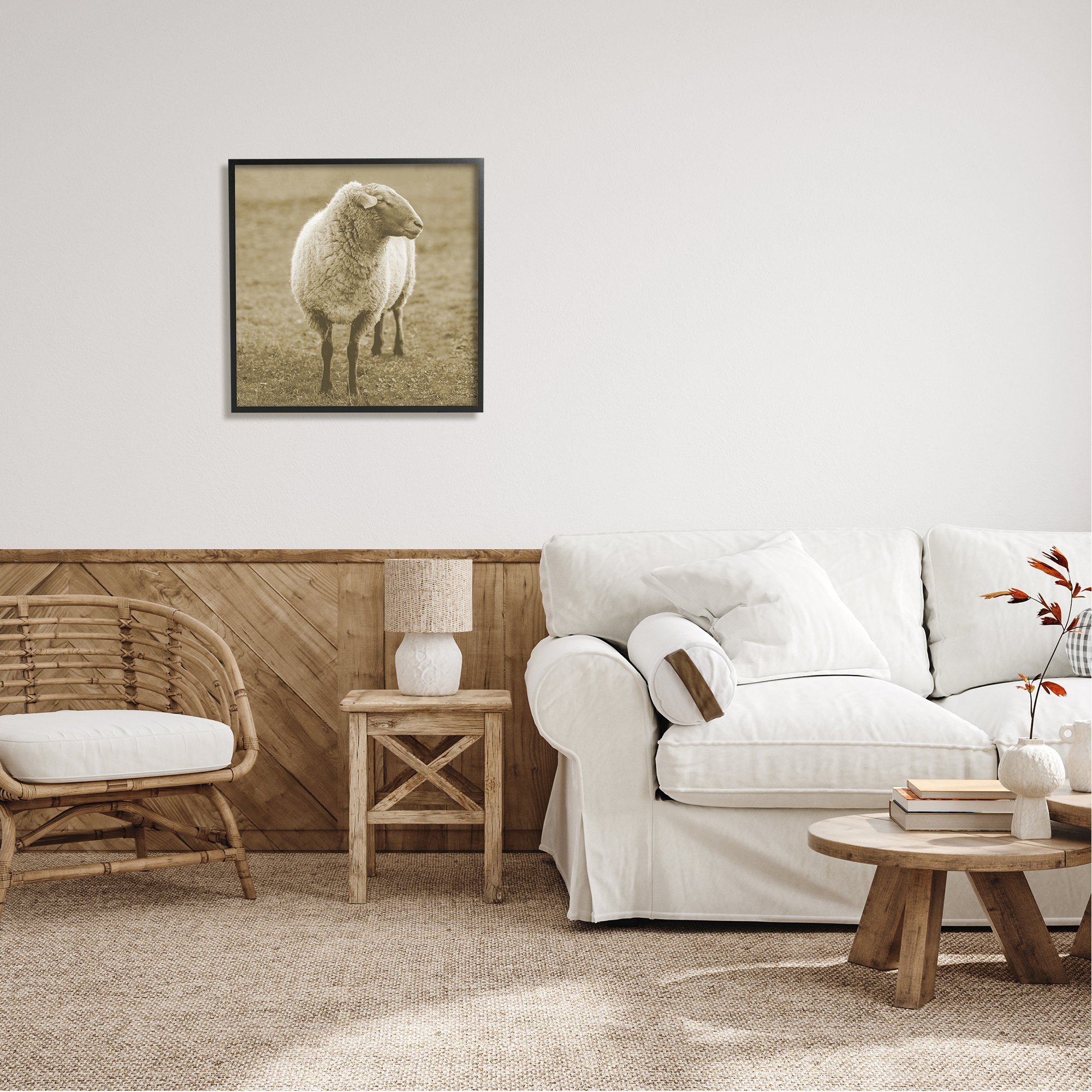 Stupell Industries Sheep Grazing Farmland Photography Animals & Insects Photography Black Framed Art Print Wall Art