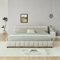 thumbnail image 4 of Hassch Platform Bed, King Size Modern Chenille Fabric Upholstered Grounded Bed Frame with Four Storage Drawers, Pink, 4 of 10