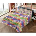 thumbnail image 4 of Ambesonne Unicorn Emoji Fitted & Top Sheet Set with Shams, Futuristic Rainbow, Lilac Multicolor, 4 of 5