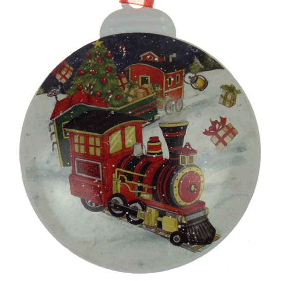 Hand-Drawn Toy Train Metal Christmas Ornament 4" Diameter By Brownlow Gifts