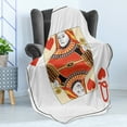 thumbnail image 4 of Queen Soft Flannel Fleece Blanket, Queen of Hearts Playing Card Casino Design Gambling Game Poker Blackjack, Cozy Plush for Indoor and Outdoor Use, 60" x 80", Vermilion Yellow White, by Ambesonne, 4 of 5