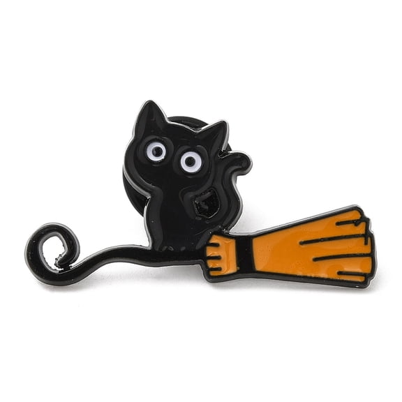 12pc Halloween Theme Alloy Enamel Brooch Pin for Backpack Clothes Broom 18.5x34x1.5mm