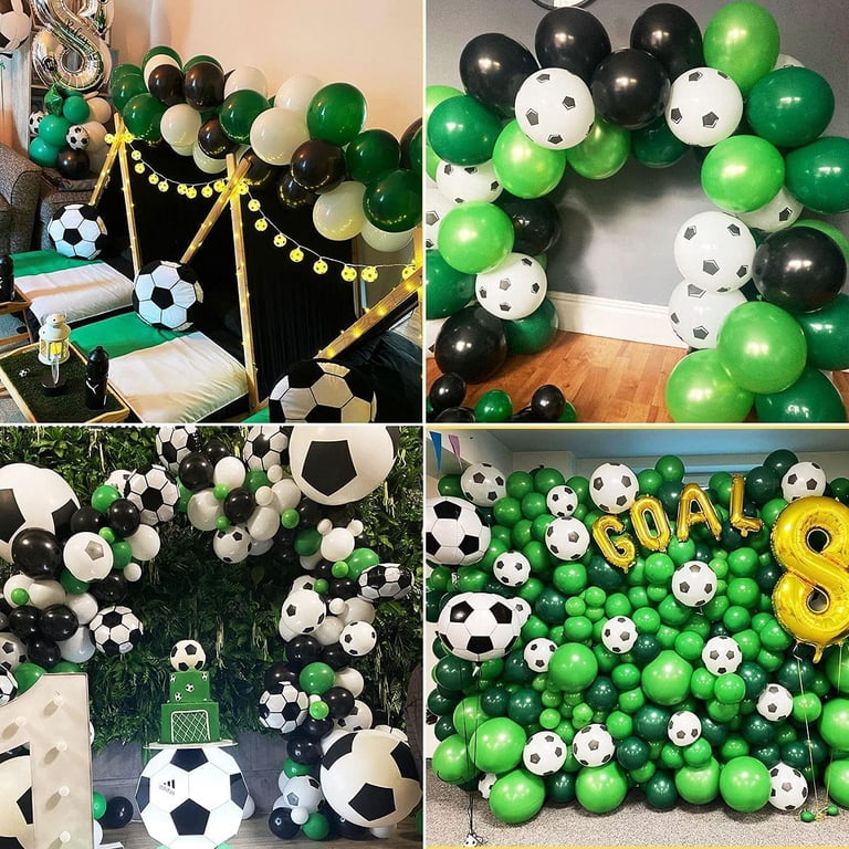 AIBIIN 130-Piece Football 1st Birthday Balloon Garland Kit - Black & Gold, Includes Arch & Backdrop Decor