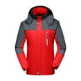thumbnail image 3 of CFLVAEK Big and Tall Men's Rain Jackets Waterproof Zip Up Outdoor Coat with Detachable Hood Color Block Long Sleeve Hooded Jacket for Hiking Travel Red XXXXL, 3 of 5