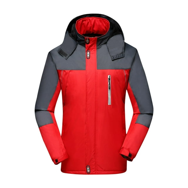 ShomPort Big and Tall Jackets for Mens Long Sleeve Stand Collared Color Block Removable Coats Winter Thermal Outwear with Pockets