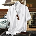 thumbnail image 2 of KTMKH Men's Cotton And Linen Solid Color Lapel Short Sleeved Casual Jacket, 2 of 7