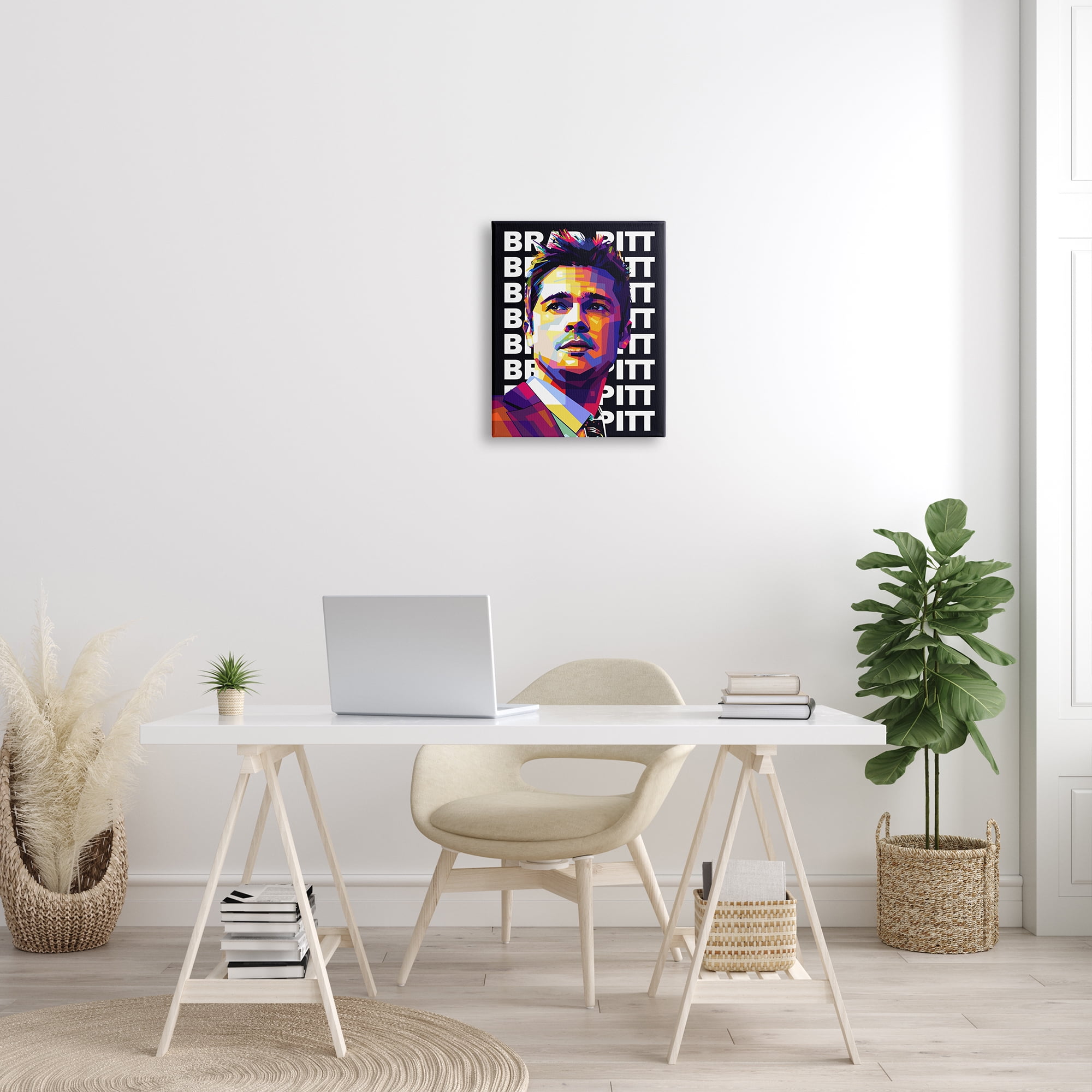 Stupell Industries Brad Pitt Modern Portrait Abstract Geometric Pattern, 16 x 20, Design by Birch&Ink