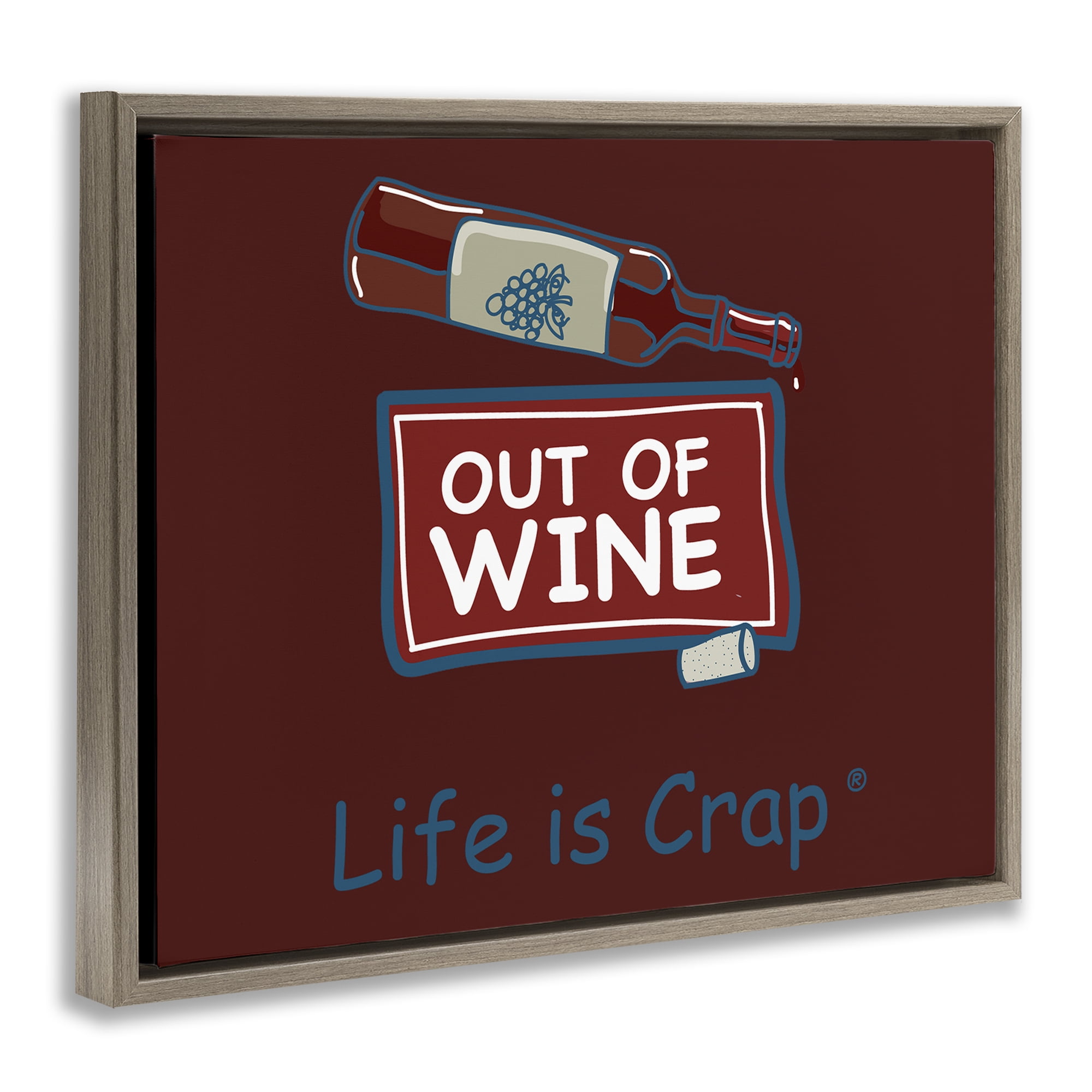 Stupell Industries Out Of Wine Bottle Novelty & Humor Painting Brown Floater Framed Canvas Art Print Wall Art, 31 x 25