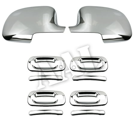 Gmc Chrome Door Handles - AAL Premium Chrome Cover Combo For GMC 1999 2000 2001 2002 2003 2004 2005 2006 SIERRA 4 Doors HANDLE With Passenger Side Keyhole+2PC FULL MIRROR