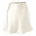 thumbnail image 3 of Women'S Elegant High Waist Ruffle Mini Skirt Silky Satin Fishtail A-Line Skirts Beige XL, 3 of 9