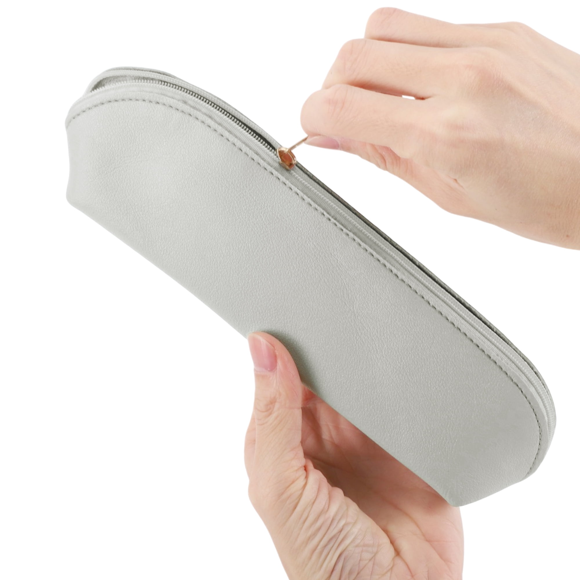 Unique Bargains Zipper Pencil Pen Case Portable Stationery Bag Gray
