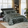 thumbnail image 2 of JML 8 Piece Silky Satin Comforter Set, Bedding Bed in a Bag,Dark Grey,Queen, 2 of 6
