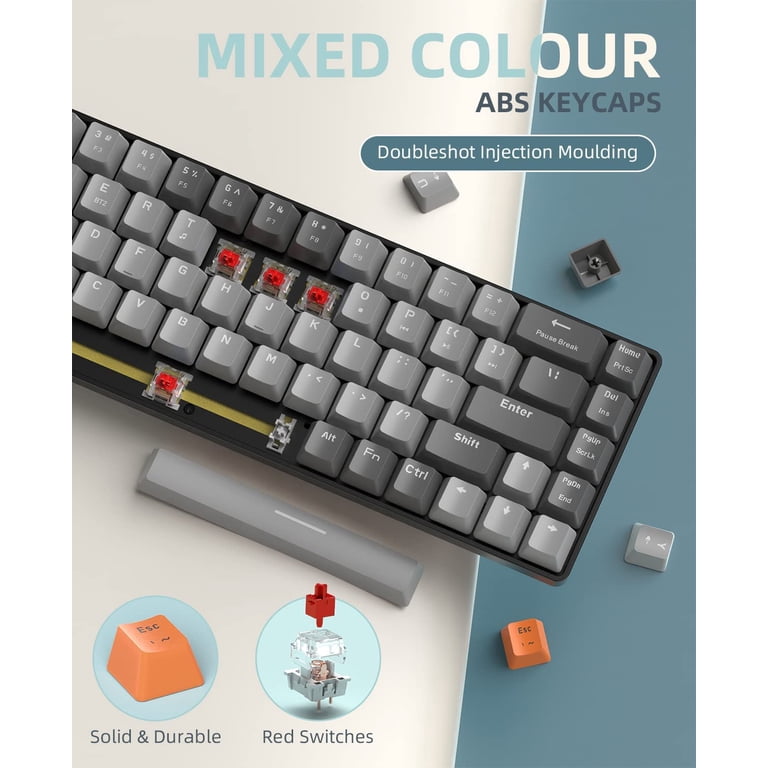 ZIYOULANG K68 60% Wireless Mechanical Keyboard, Bluetooth 5.0/2.4