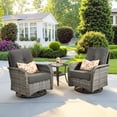 thumbnail image 6 of Ovios 3 Pieces Outdoor Patio Furniture Set High Back All Weather Wicker Conversation Set with Swivel Chairs, Black, 6 of 10