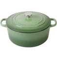 thumbnail image 1 of Olla holandesa de hierro fundido esmaltado con tapa, 5.5 cuartos, para hornear pan y cocinar, color verde pistacho, 1 of 5