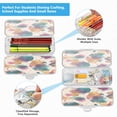 thumbnail image 5 of Plastic Pencil Box Large Capacity Pencil Boxes Clear Boxes with Snap-Tight Lid Stylish Office Supplies Storage Organizer Box Teal and Orange Abstract Shapes, 5 of 7