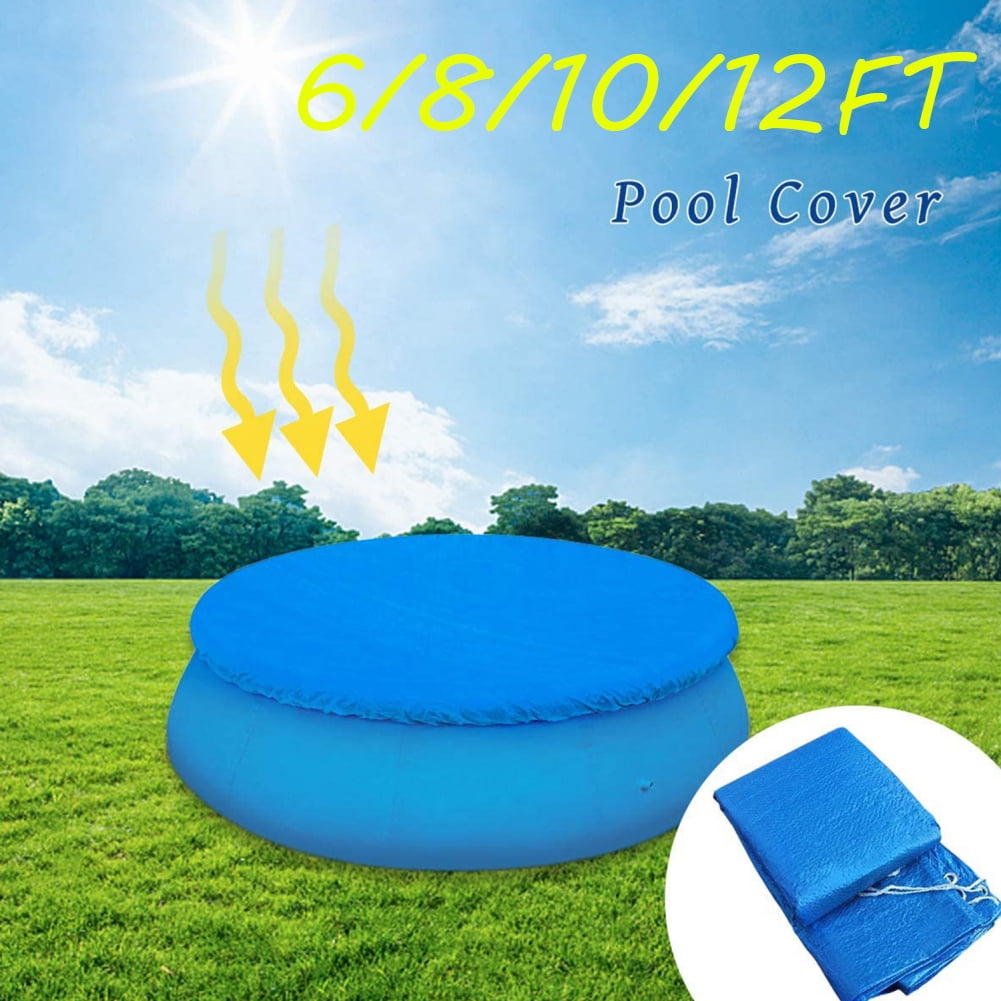 Details about   6/8/10ft Round Swimming Pool Cover Inflatable Easy Fast Set Rope Family Paddling 